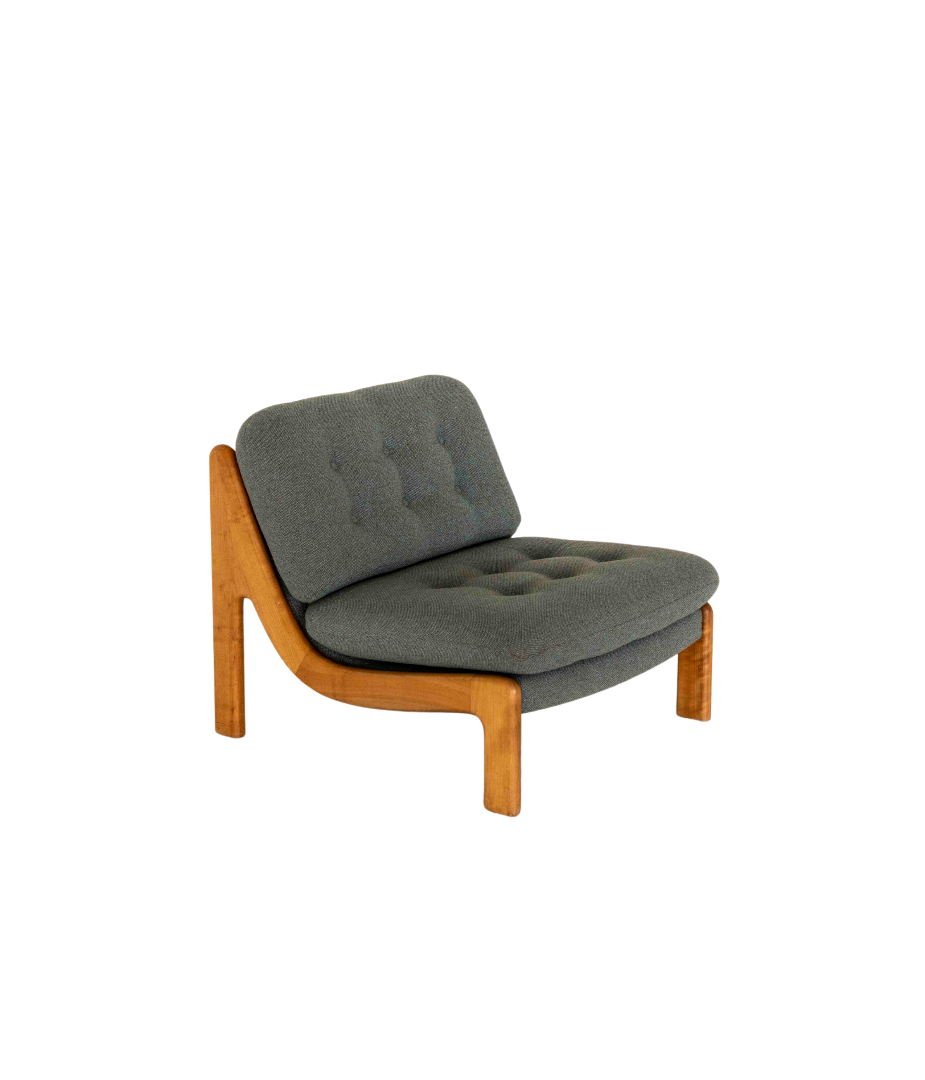 Easy_Chair_in_Wood_and_Blue_Fabric,_1970s