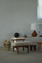 Eivind_A._Johansen_Oak_Footstool_with_Light_Lambswool_for_FDB,_Denmark_Mid_Century