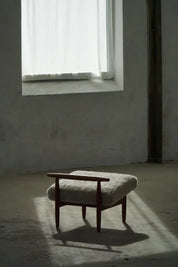 Eivind_A._Johansen_Oak_Footstool_with_Light_Lambswool_for_FDB,_Denmark_Mid_Century