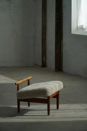 Eivind_A._Johansen_Oak_Footstool_with_Light_Lambswool_for_FDB,_Denmark_Mid_Century