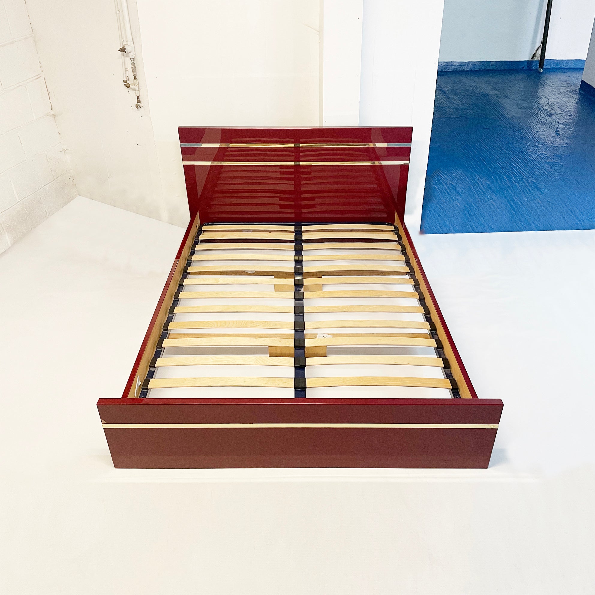 Eric_Maville_Burgundy_Acrylic_and_Brass_Bed_Frame,_France_1970s