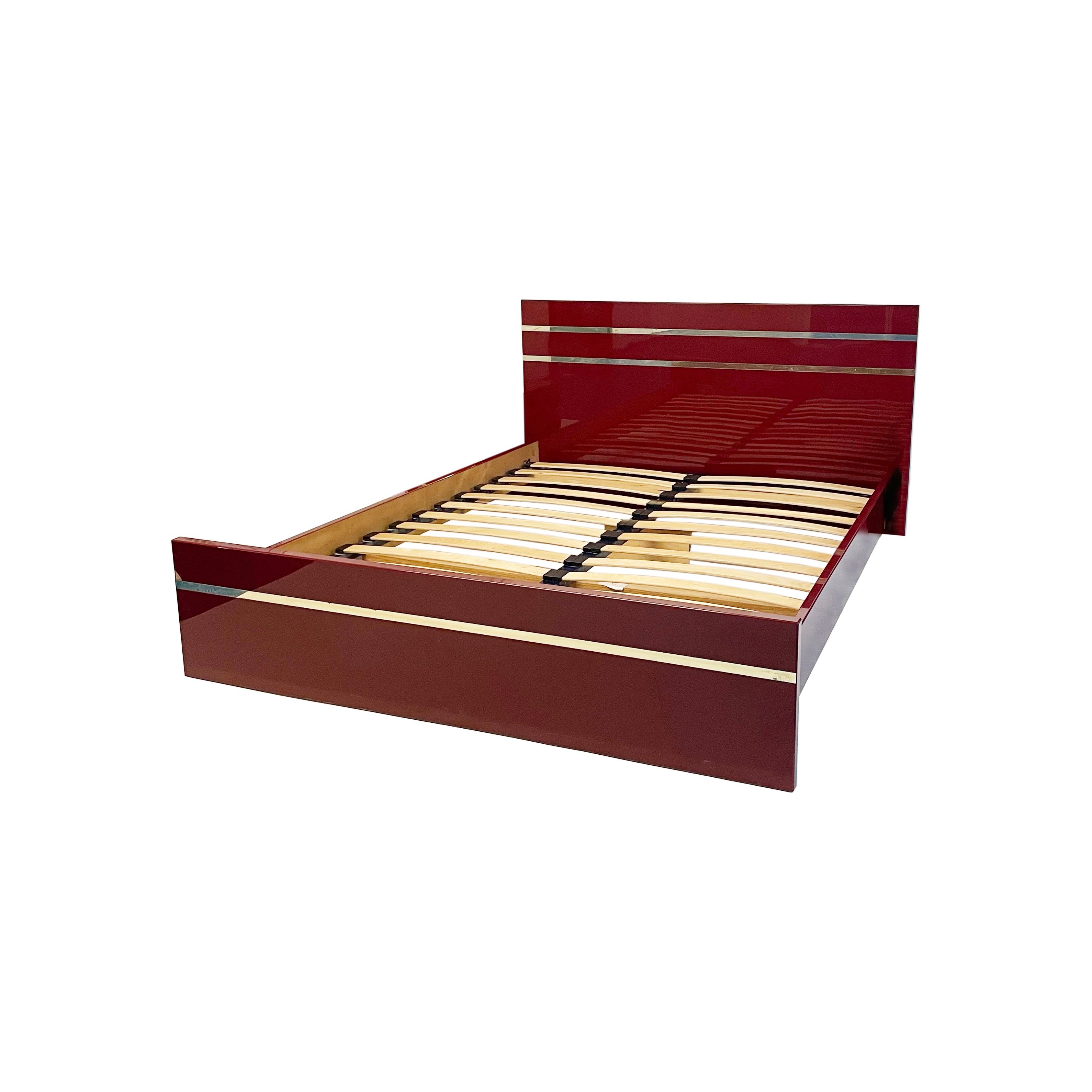 Eric_Maville_Burgundy_Acrylic_and_Brass_Bed_Frame,_France_1970s