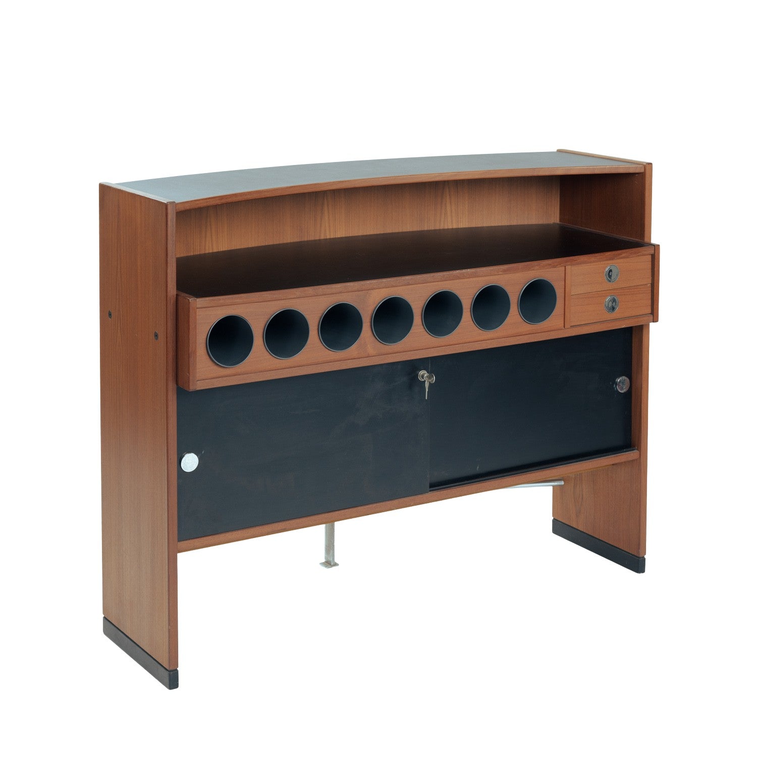 Erik_Buch_boomerang_dry_bar_cabinet_in_teak_for_Dyrlund,_1960s