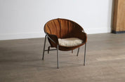 Erik_Ole_Jørgensen_for_Bovirke_Easy_Chair_in_Cognac_Suede_and_Metal,_Denmark,_1953