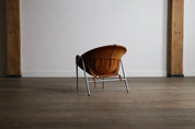 Erik_Ole_Jørgensen_for_Bovirke_Easy_Chair_in_Cognac_Suede_and_Metal,_Denmark,_1953