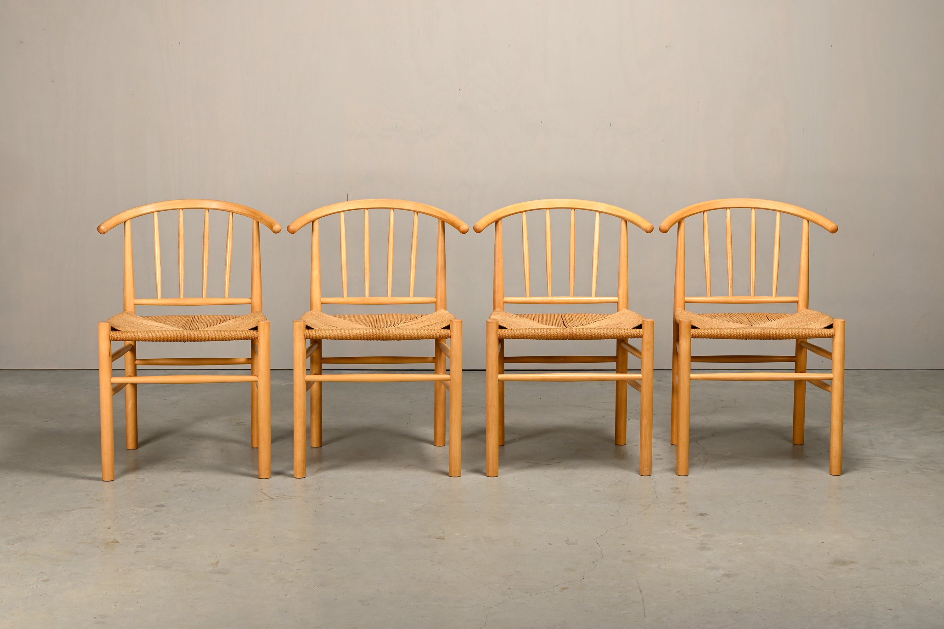 Set_of_4_J151_Dining_Chairs_by_Erik_Ole_Jørgensen_for_FDB_Møbler,_Beechwood_and_Papercord,_Denmark,_1970s
