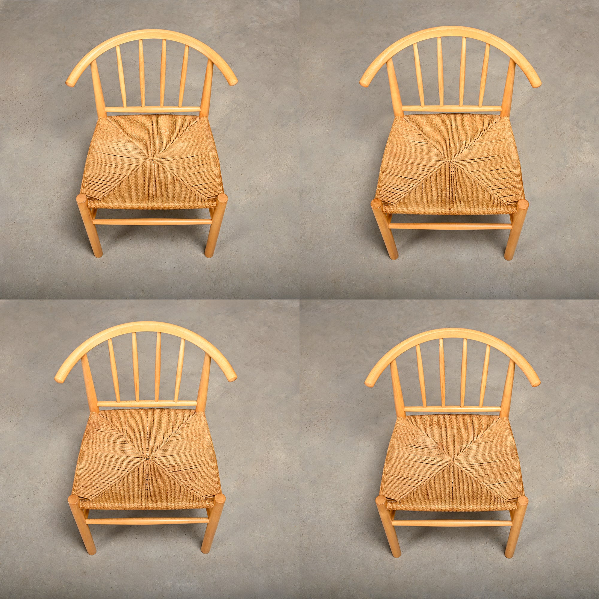 Set_of_4_J151_Dining_Chairs_by_Erik_Ole_Jørgensen_for_FDB_Møbler,_Beechwood_and_Papercord,_Denmark,_1970s