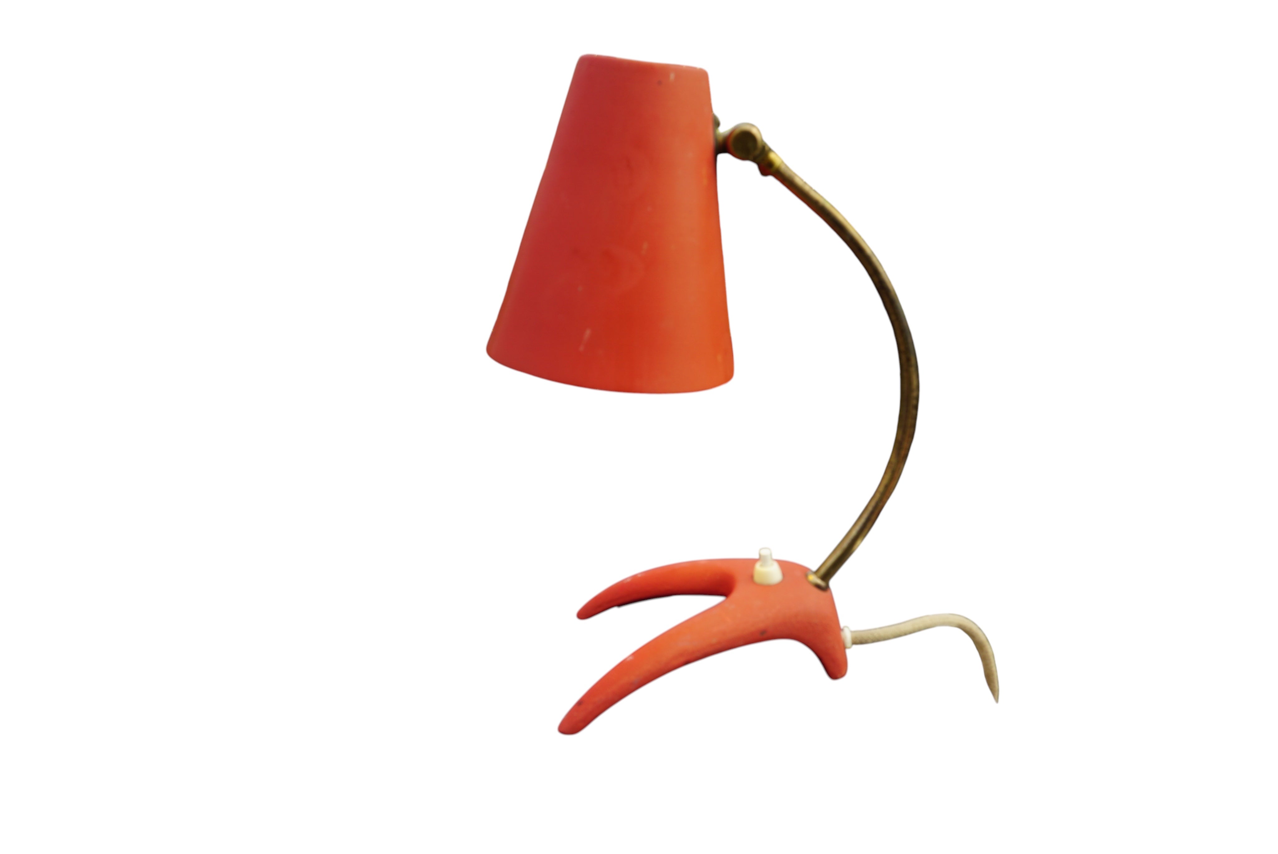 Desk_Lamp_by_Erik_Wärnå_for_EWÅ_Armaturfabrik,_Orange_Red_Swedish_Mid_Century_Modern,_1950s