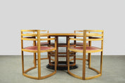 Art_Deco_Dining_Set_in_Fruitwood_with_Oval_Pedestal_Table_and_6_Chairs,_Netherlands_1980s