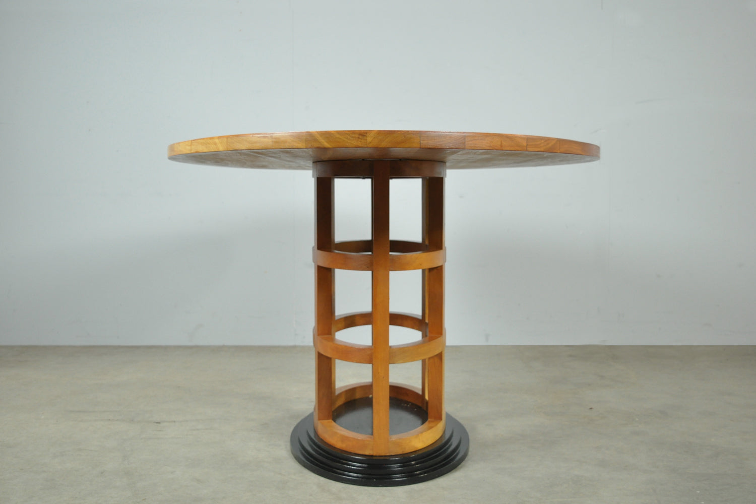 Art_Deco_Dining_Set_in_Fruitwood_with_Oval_Pedestal_Table_and_6_Chairs,_Netherlands_1980s