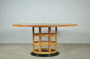 Art_Deco_Dining_Set_in_Fruitwood_with_Oval_Pedestal_Table_and_6_Chairs,_Netherlands_1980s
