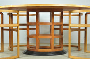 Art_Deco_Dining_Set_in_Fruitwood_with_Oval_Pedestal_Table_and_6_Chairs,_Netherlands_1980s