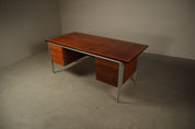 Selene_Executive_Desk_by_ORA_Acciaio,_Wood_Veneer_and_Metal,_Italy,_1970s
