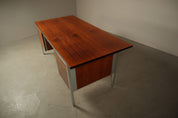 Selene_Executive_Desk_by_ORA_Acciaio,_Wood_Veneer_and_Metal,_Italy,_1970s