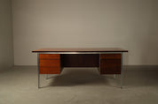 Selene_Executive_Desk_by_ORA_Acciaio,_Wood_Veneer_and_Metal,_Italy,_1970s