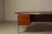 Selene_Executive_Desk_by_ORA_Acciaio,_Wood_Veneer_and_Metal,_Italy,_1970s