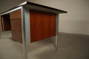Selene_Executive_Desk_by_ORA_Acciaio,_Wood_Veneer_and_Metal,_Italy,_1970s