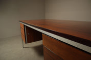Selene_Executive_Desk_by_ORA_Acciaio,_Wood_Veneer_and_Metal,_Italy,_1970s
