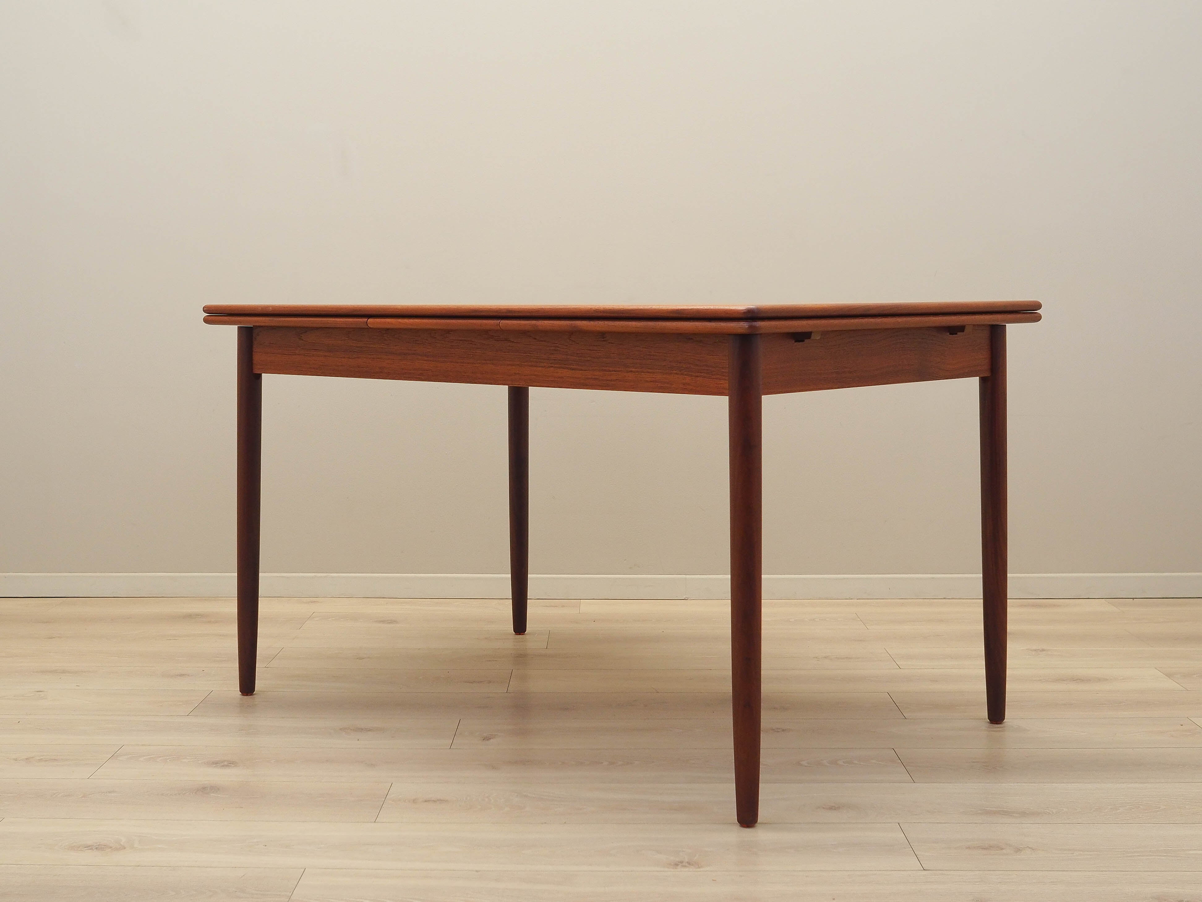Extendable_Dining_Table,_Teak_Veneer,_Solid_Wood_Legs,_1970s,_Denmark
