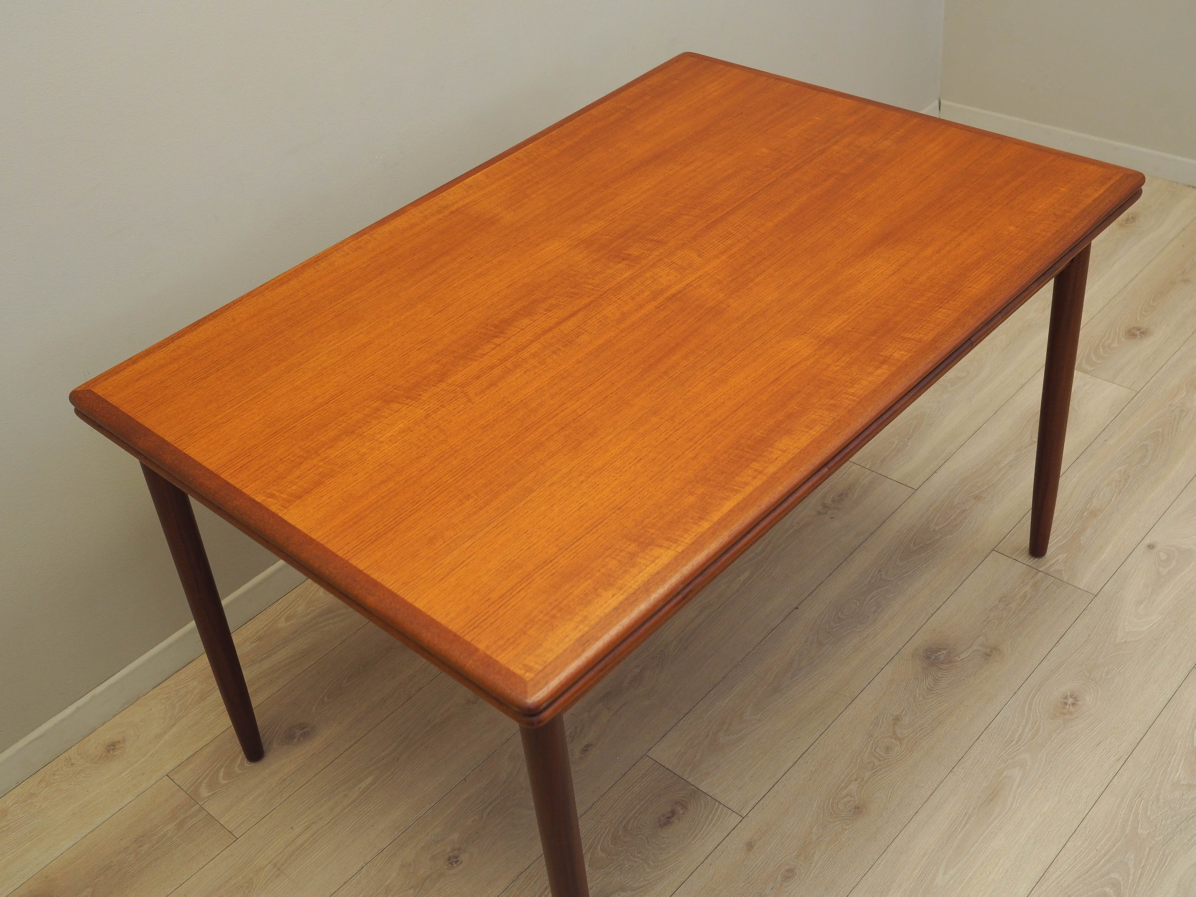 Extendable_Dining_Table,_Teak_Veneer,_Solid_Wood_Legs,_1970s,_Denmark