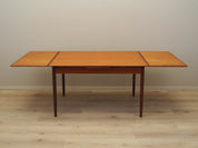 Extendable_Dining_Table,_Teak_Veneer,_Solid_Wood_Legs,_1970s,_Denmark