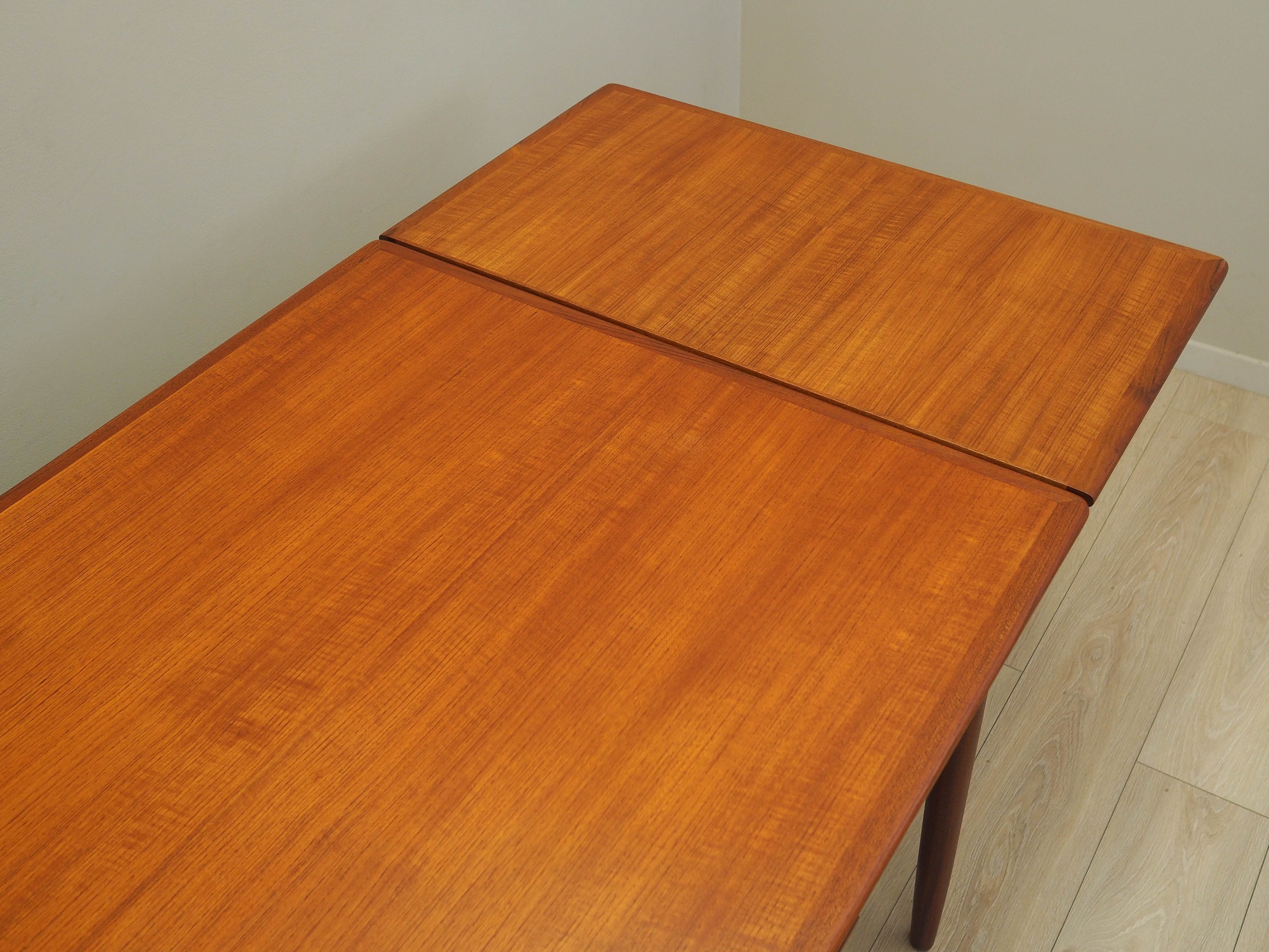 Extendable_Dining_Table,_Teak_Veneer,_Solid_Wood_Legs,_1970s,_Denmark