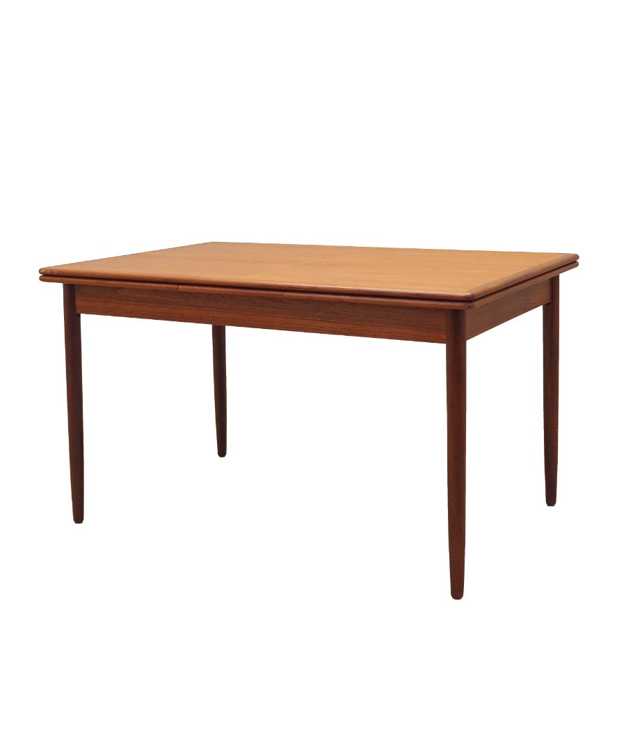 Extendable_Dining_Table,_Teak_Veneer,_Solid_Wood_Legs,_1970s,_Denmark