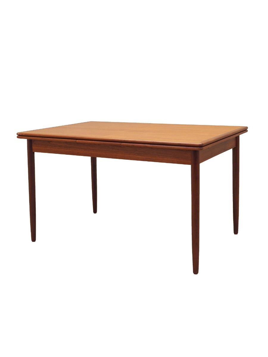 Extendable_Dining_Table,_Teak_Veneer,_Solid_Wood_Legs,_1970s,_Denmark