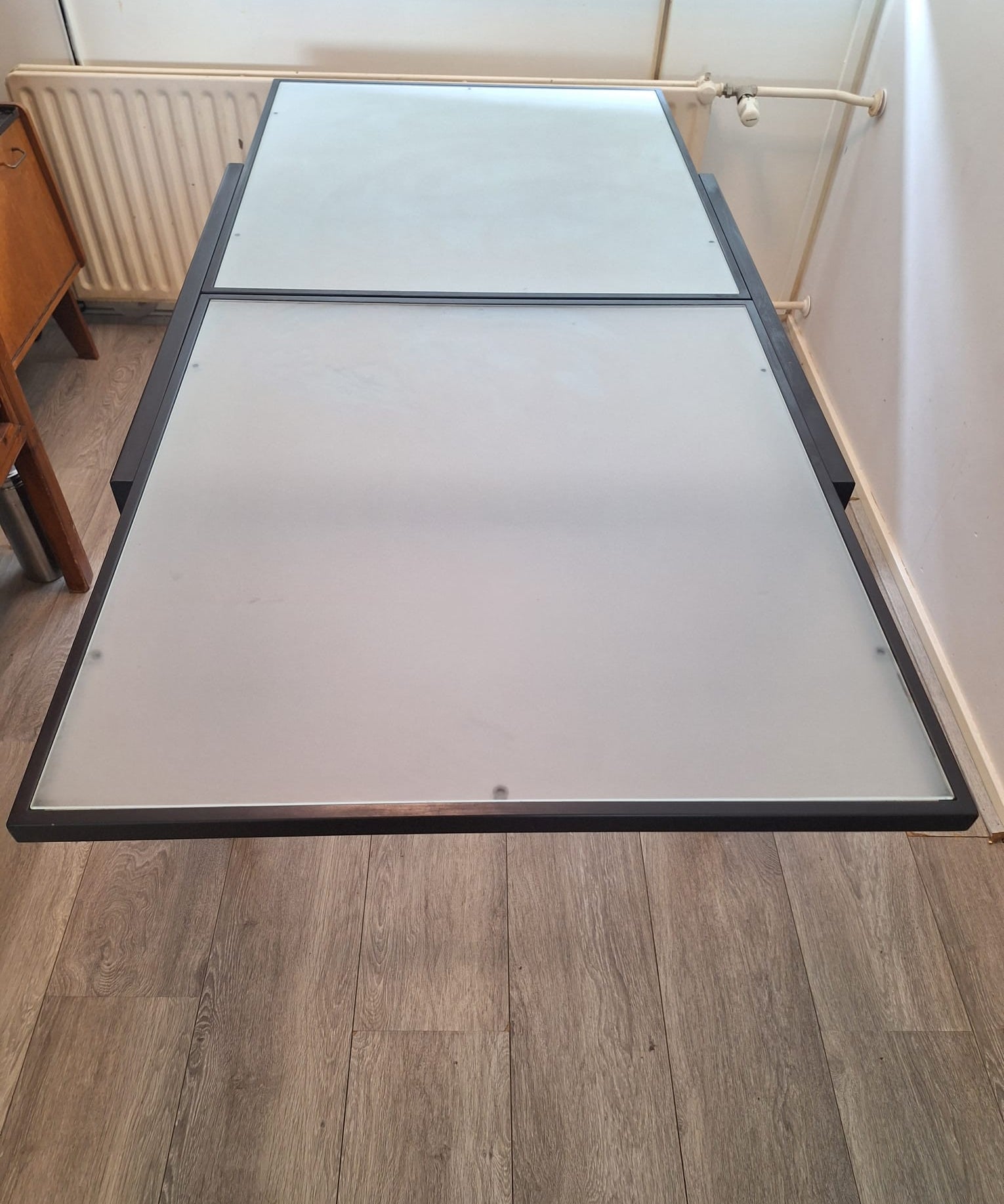 Custom_Italian_Extendable_Frosted_Glass_Dining_Table_with_Black_Metal_Frame