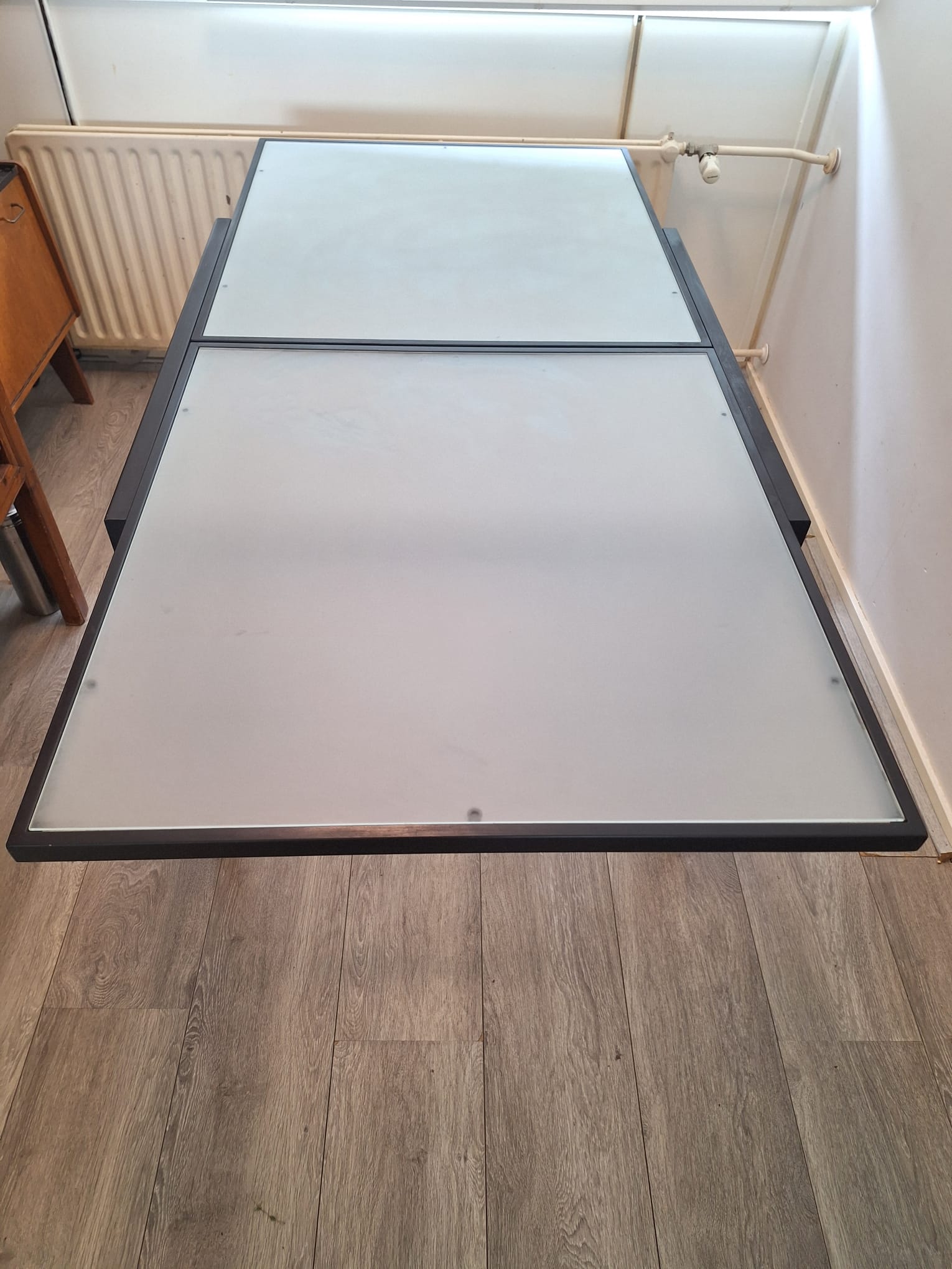 Custom_Italian_Extendable_Frosted_Glass_Dining_Table_with_Black_Metal_Frame