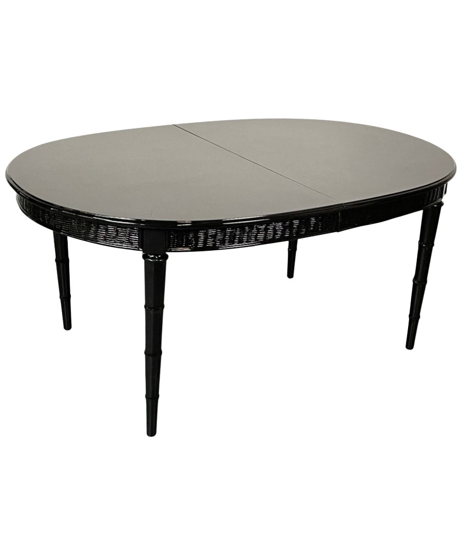 Faux_Bamboo_&_Wicker_Dining_Table,_Ebony,_American_of_Martinsville_1950s_USA