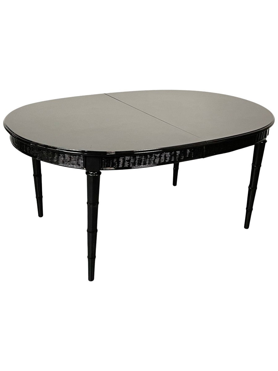 Faux_Bamboo_&_Wicker_Dining_Table,_Ebony,_American_of_Martinsville_1950s_USA