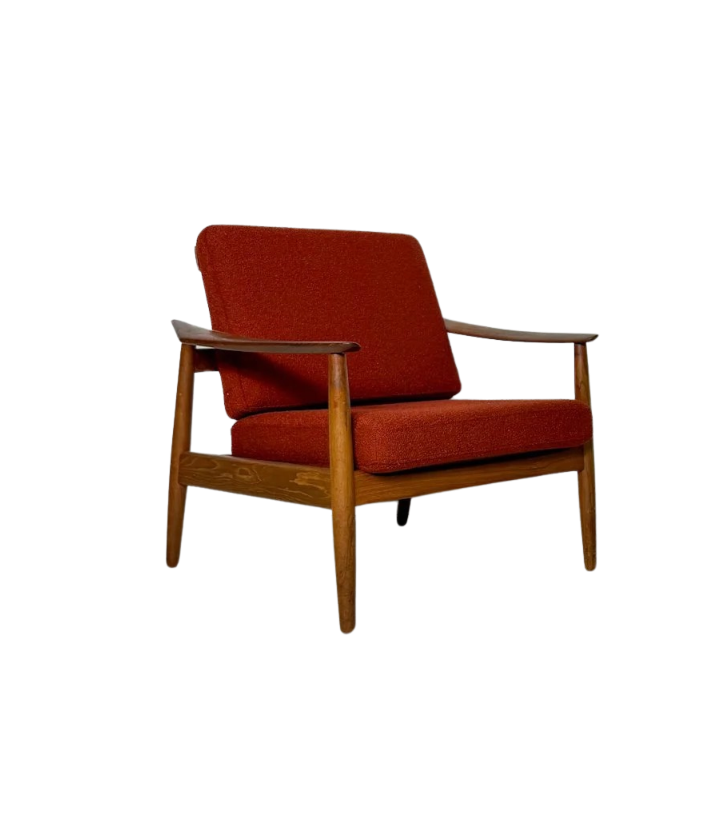FD_164_Teak_Lounge_Chair_by_Arne_Vodder_for_CADO,_Rust-Red_Upholstery,_Denmark,_1960s