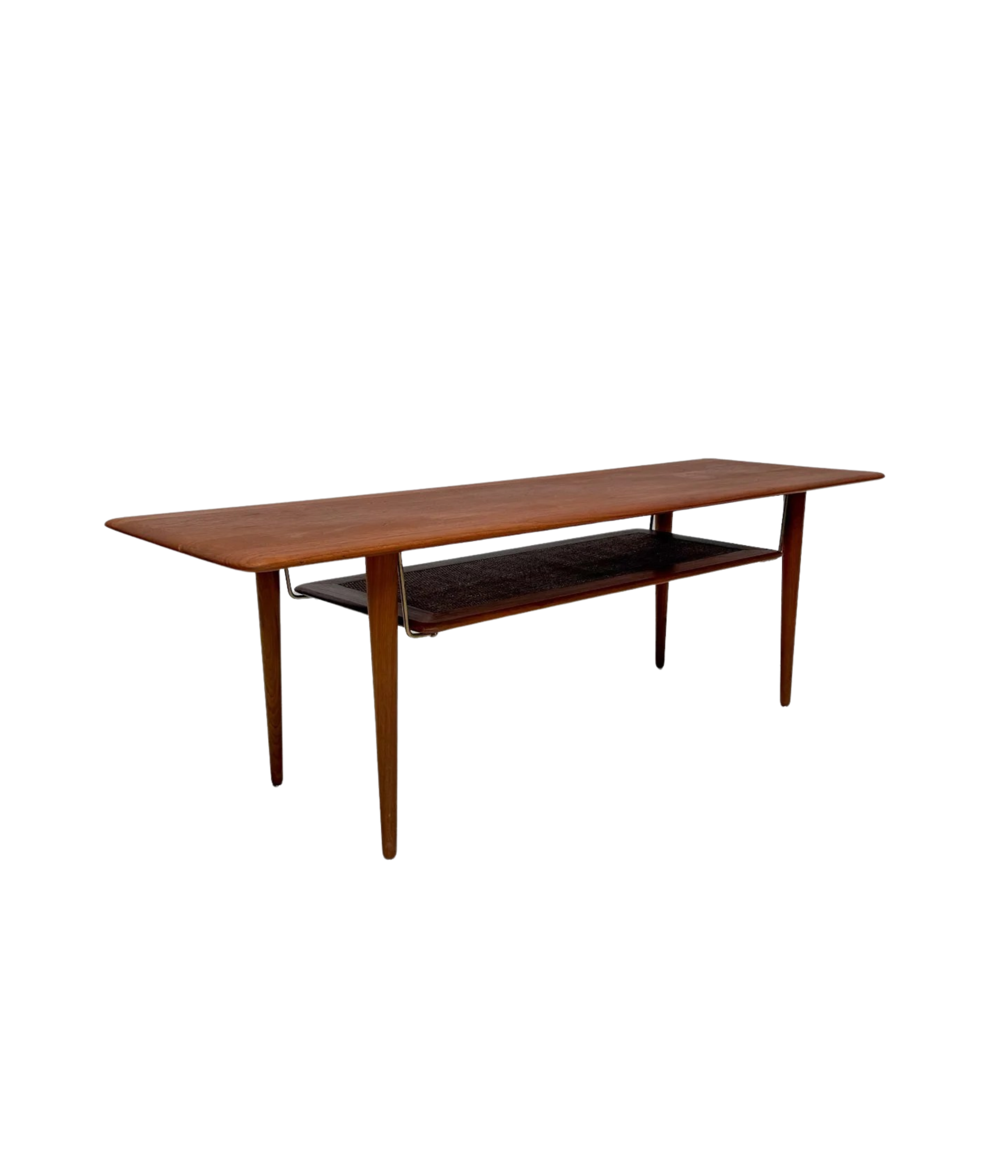 FD_516_Coffee_Table_by_Peter_Hvidt_&_Orla_Mølgaard-Nielsen_for_France_&_Daverkosen,_Rattan_Shelf,_Denmark,_1950s