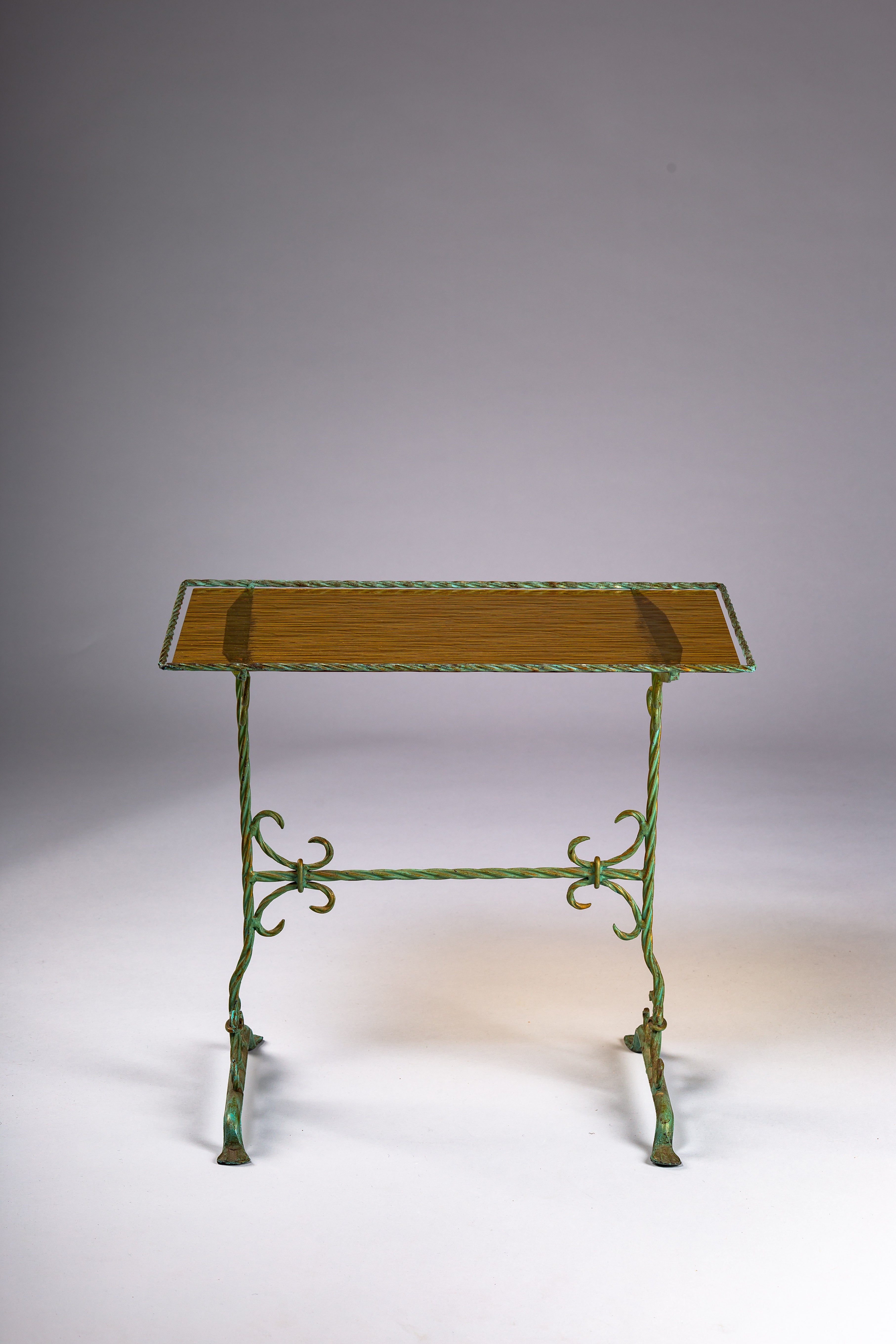 Wrought_Iron_Side_Table_with_Yellow_Glass_Top,_Finland_Early_20th_Century