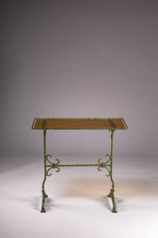Wrought_Iron_Side_Table_with_Yellow_Glass_Top,_Finland_Early_20th_Century