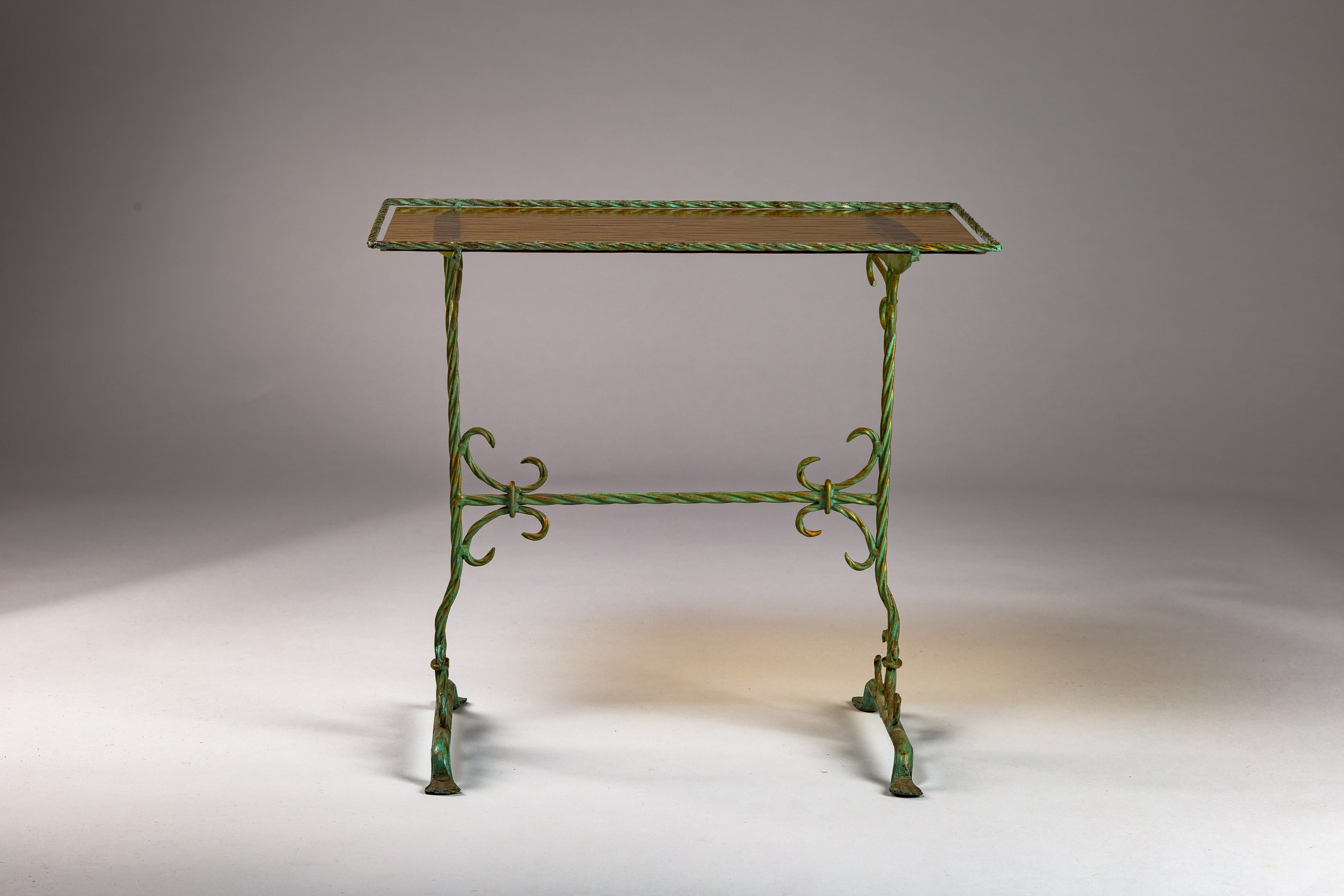Wrought_Iron_Side_Table_with_Yellow_Glass_Top,_Finland_Early_20th_Century