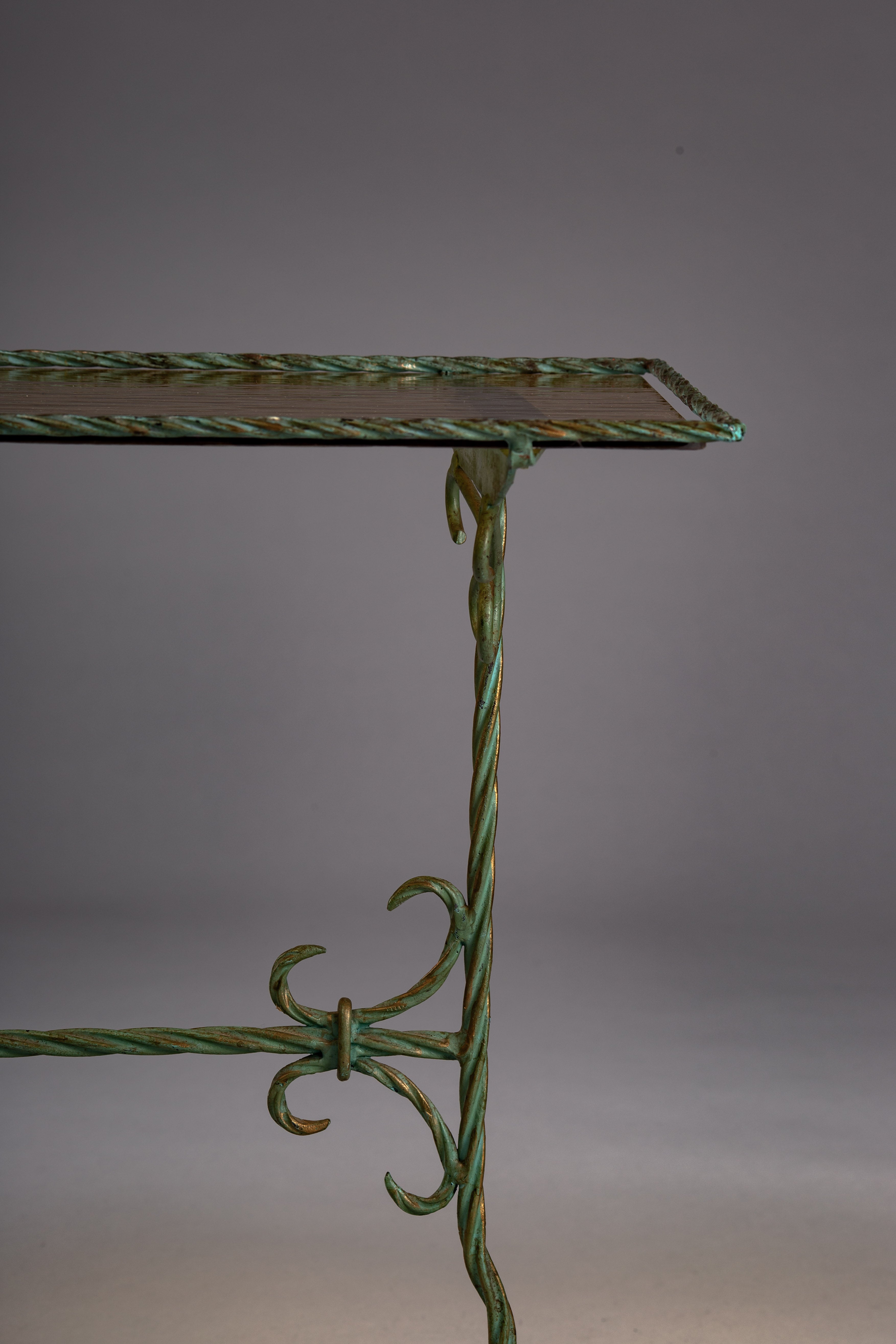 Wrought_Iron_Side_Table_with_Yellow_Glass_Top,_Finland_Early_20th_Century