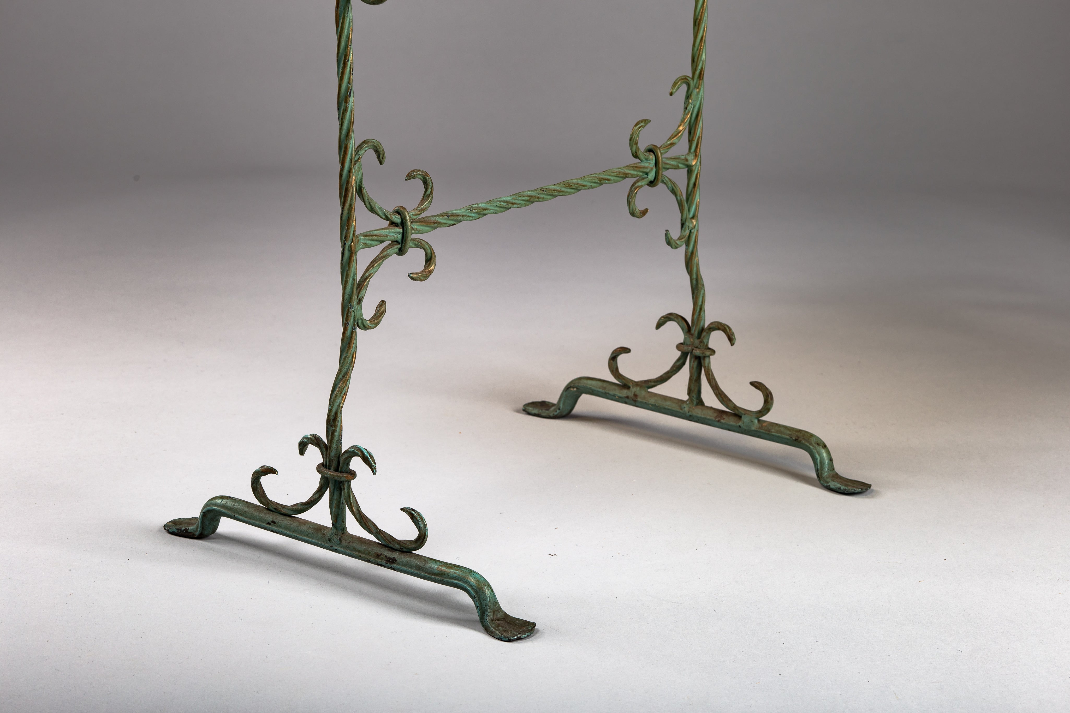 Wrought_Iron_Side_Table_with_Yellow_Glass_Top,_Finland_Early_20th_Century