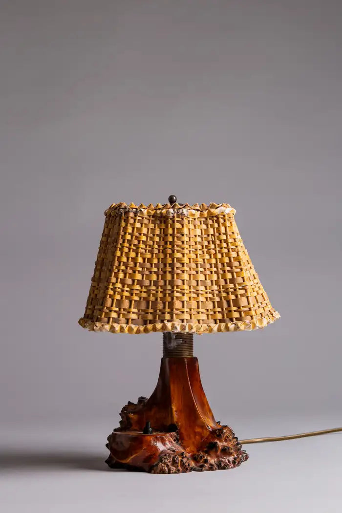 Finnish_Folk_Art_Table_Lamp_in_Curly_Birch_with_Birch_Bark_Shade,_1940s