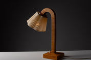 Finnish_Scandinavian_Modern_Table_Lamp_in_Sculptural_Wood_with_Pleated_Shade,_1940s