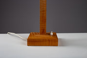Finnish_Scandinavian_Modern_Table_Lamp_in_Sculptural_Wood_with_Pleated_Shade,_1940s