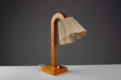 Finnish_Scandinavian_Modern_Table_Lamp_in_Sculptural_Wood_with_Pleated_Shade,_1940s