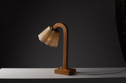 Finnish_Scandinavian_Modern_Table_Lamp_in_Sculptural_Wood_with_Pleated_Shade,_1940s
