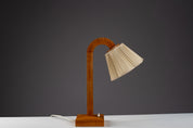 Finnish_Scandinavian_Modern_Table_Lamp_in_Sculptural_Wood_with_Pleated_Shade,_1940s