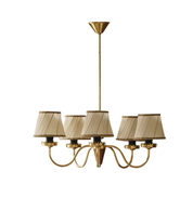 Five-Arm_Brass_Chandelier_with_Pleated_Shades