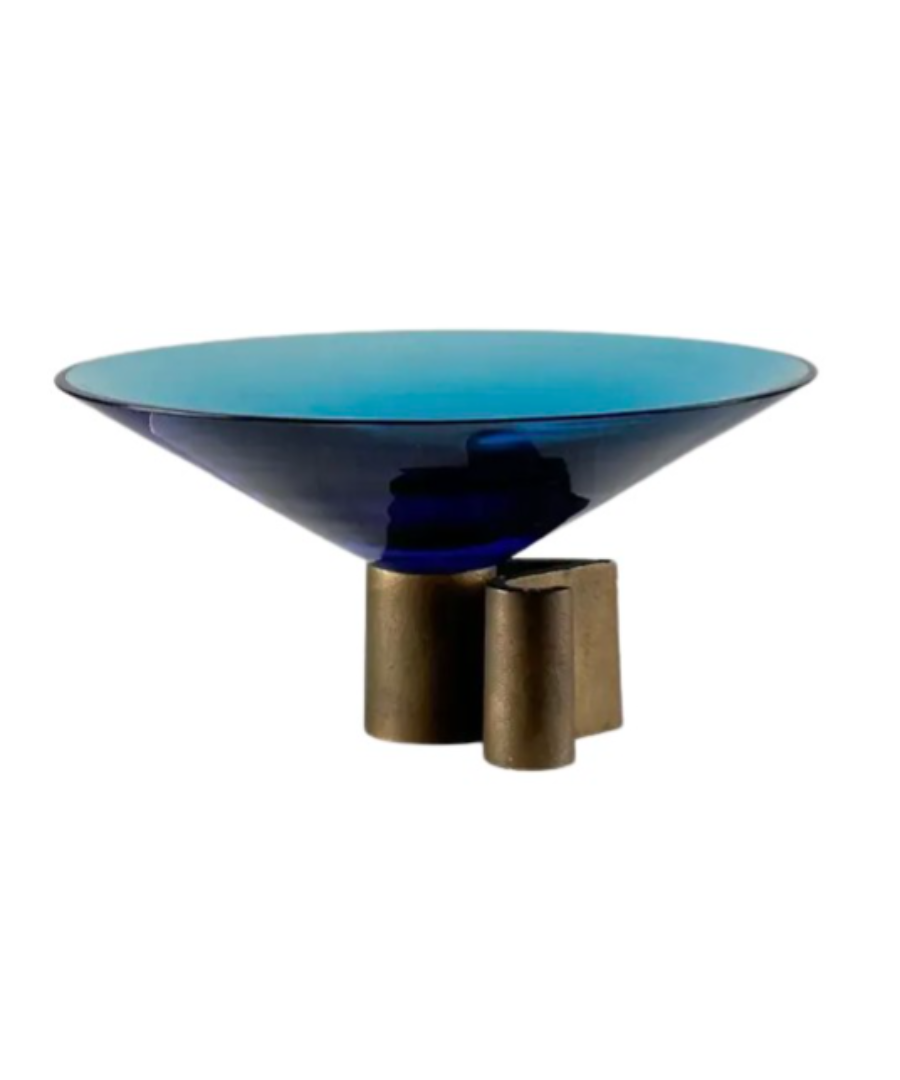 Fontana_Arte_Decorative_Bowl_in_Blue_Glass_and_Brass,_Italy,_1960s