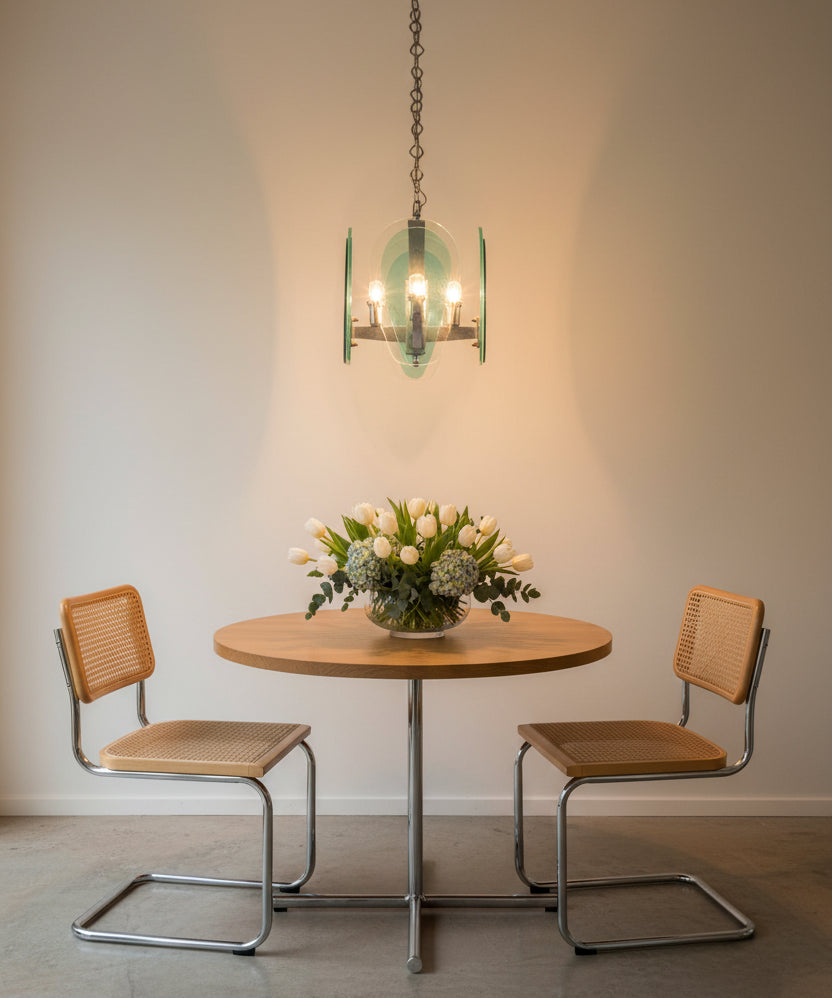Fontana_Arte_Turquoise_Glass_Chandelier_in_Crystal_Glass_and_Chrome,_Italy_1970s