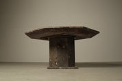 Octagonal_Fossil_Limestone_Pedestal_Coffee_Table_with_Brass_Inlay,_1970s,_Europe