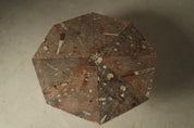 Octagonal_Fossil_Limestone_Pedestal_Coffee_Table_with_Brass_Inlay,_1970s,_Europe